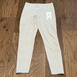 Athleta Delancey Textured Moto Tight Leggings Cream Snakeskin Print New With Tag